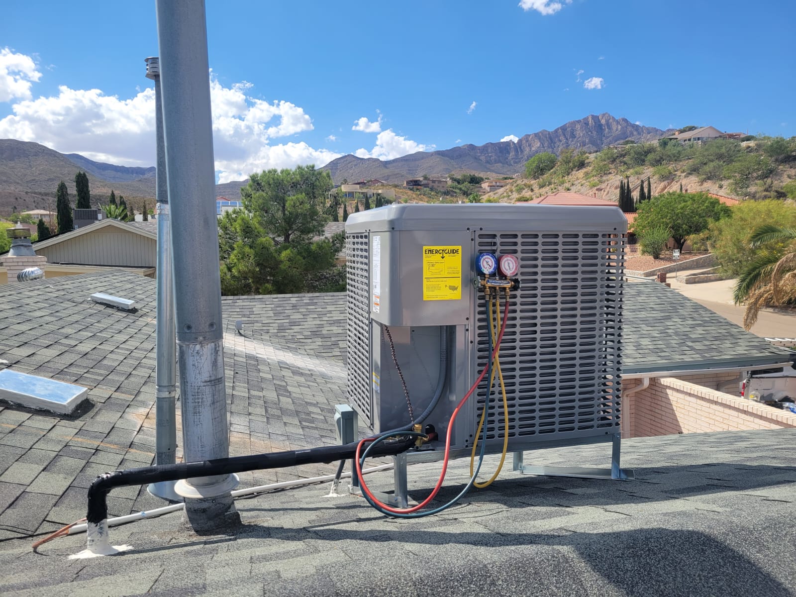 Rooftop packaged HVAC unit installation in El Paso